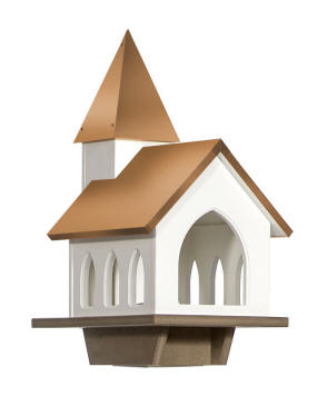 Chapel Copper Roof Bird Feeder back