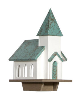 Chapel Patina Copper Roof Bird Feeder